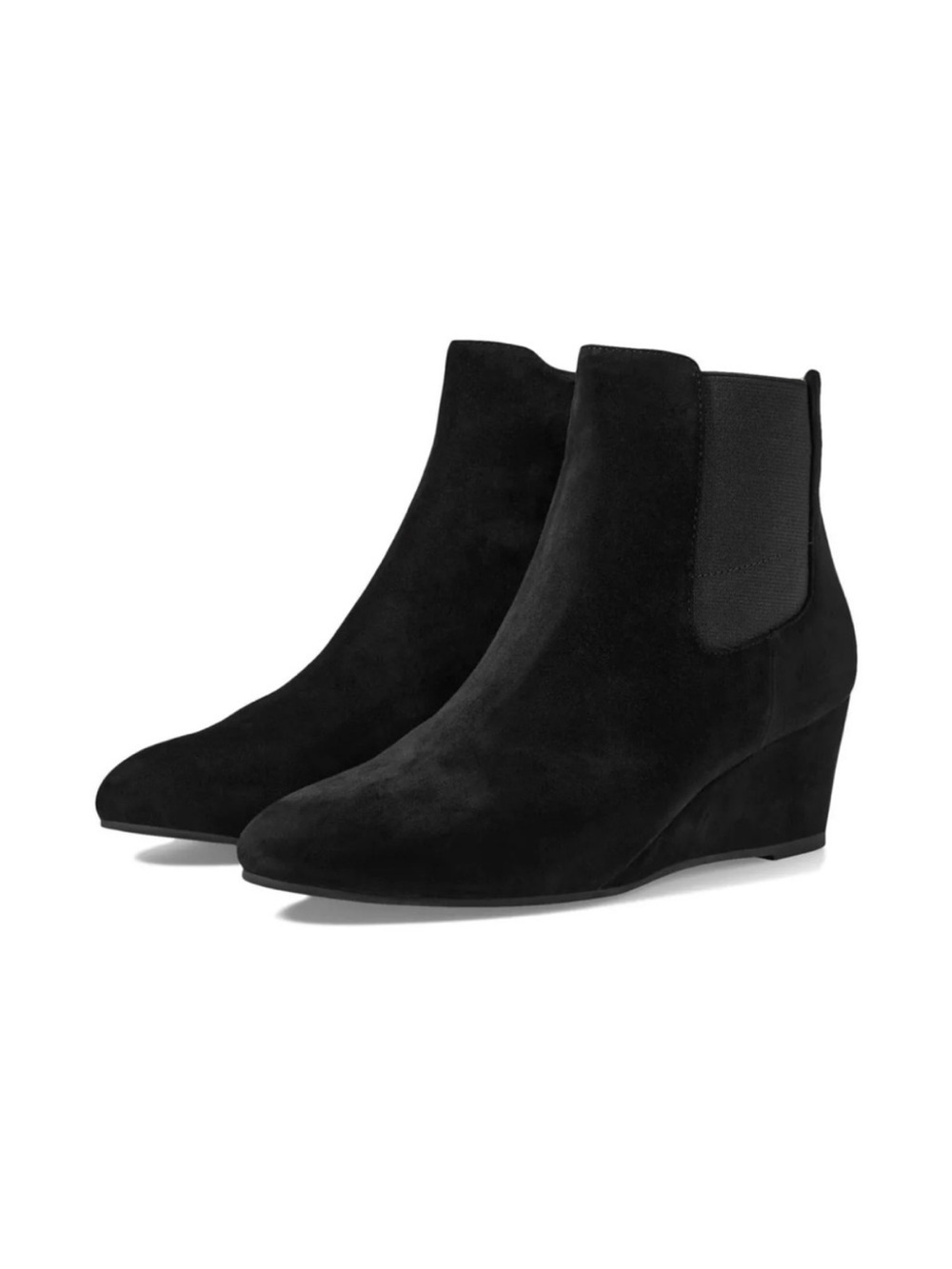 Pelle Moda Erla Black Suede Leather Wedge Heel Ankle Bootie Zip 6M